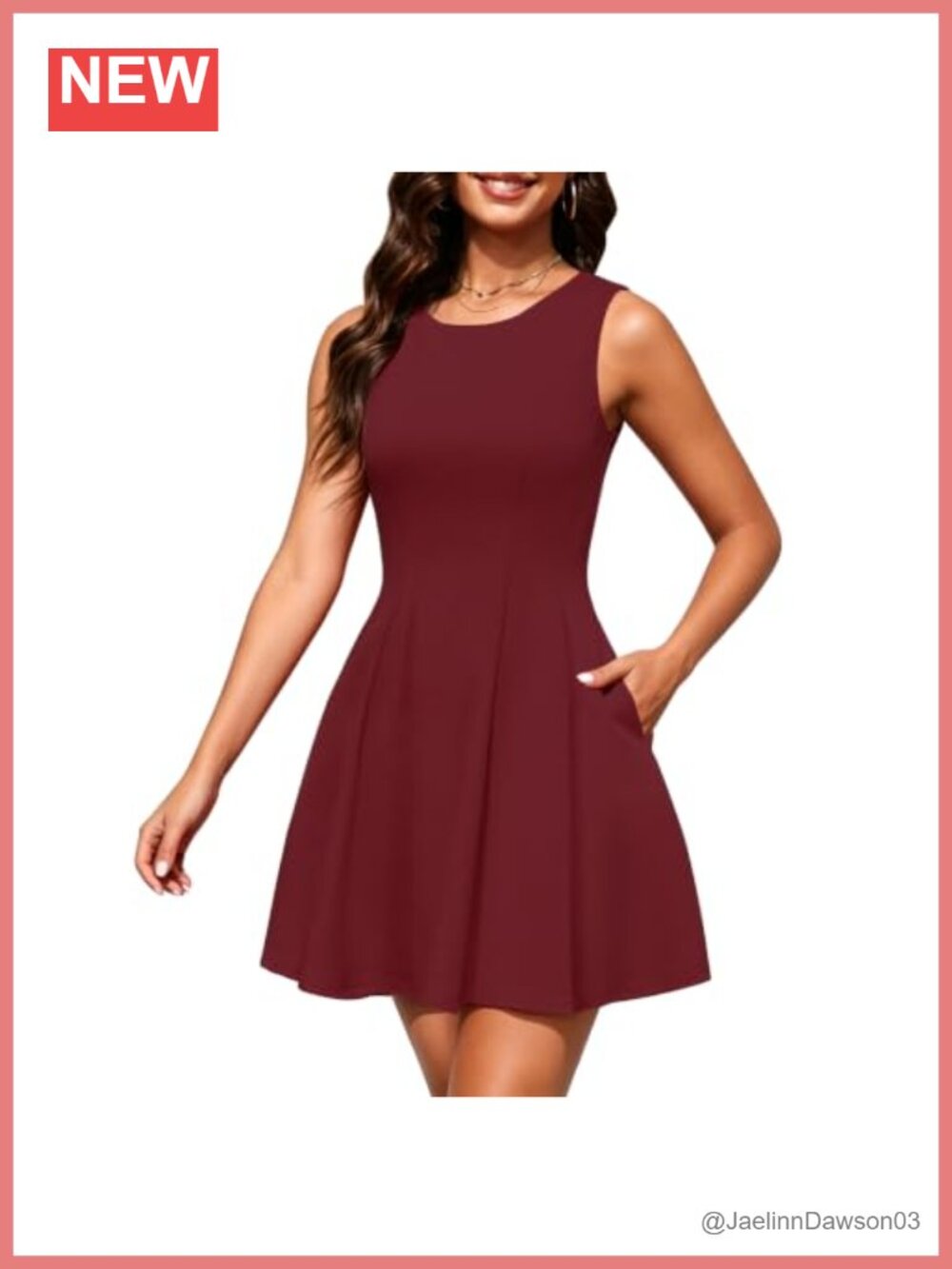 A-Line Sleeveless Cocktail Dress Knee-Length Casual Summer Dress Hidden Pockets